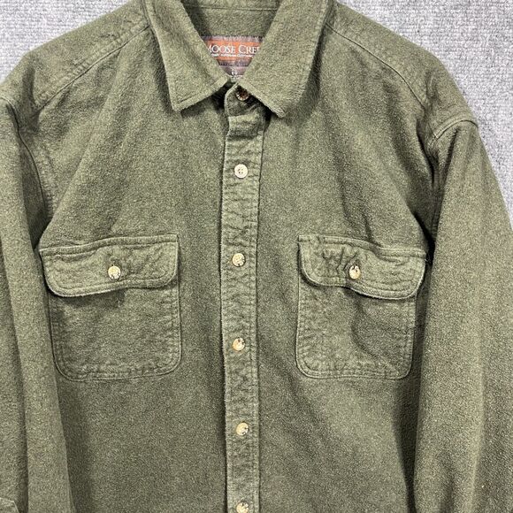 Vtg Moose Creek Legendary Flannel Shirt Mens Sz XL Green Solid Heavy EUC - Picture 6 of 11